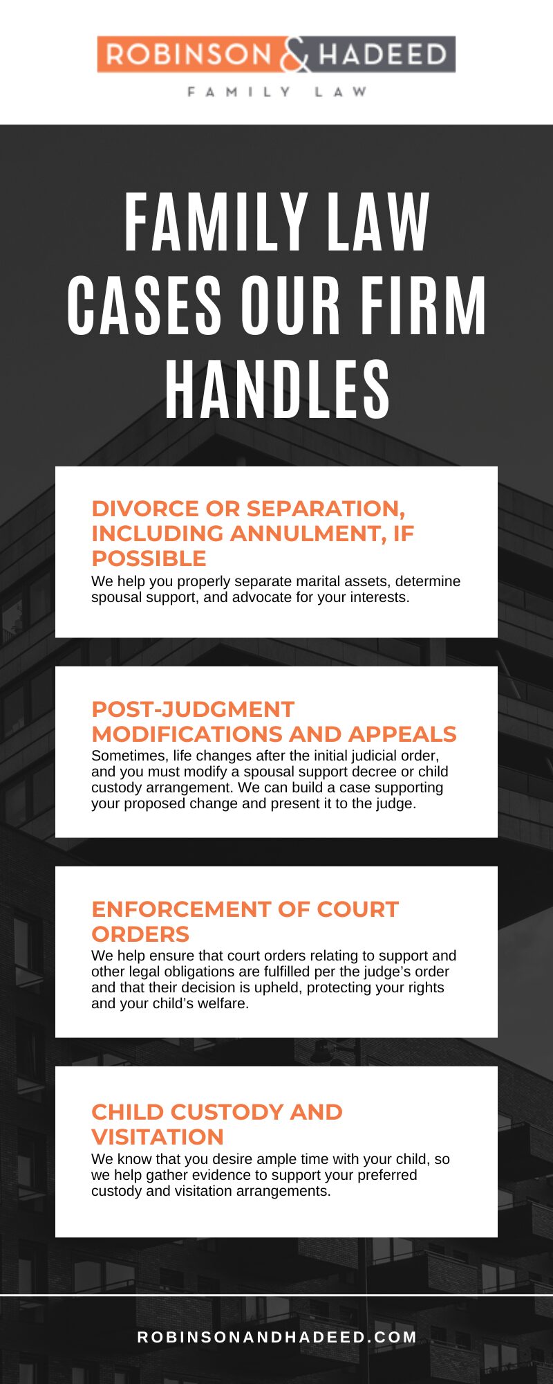 Family Law Cases Our Firm Handles infographic